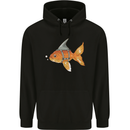 Shark Wannabe Funny Goldfish Sea Fishing Mens 80% Cotton Hoodie Black