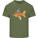 Shark Wannabe Funny Goldfish Sea Fishing Mens Cotton T-Shirt Tee Top Military Green