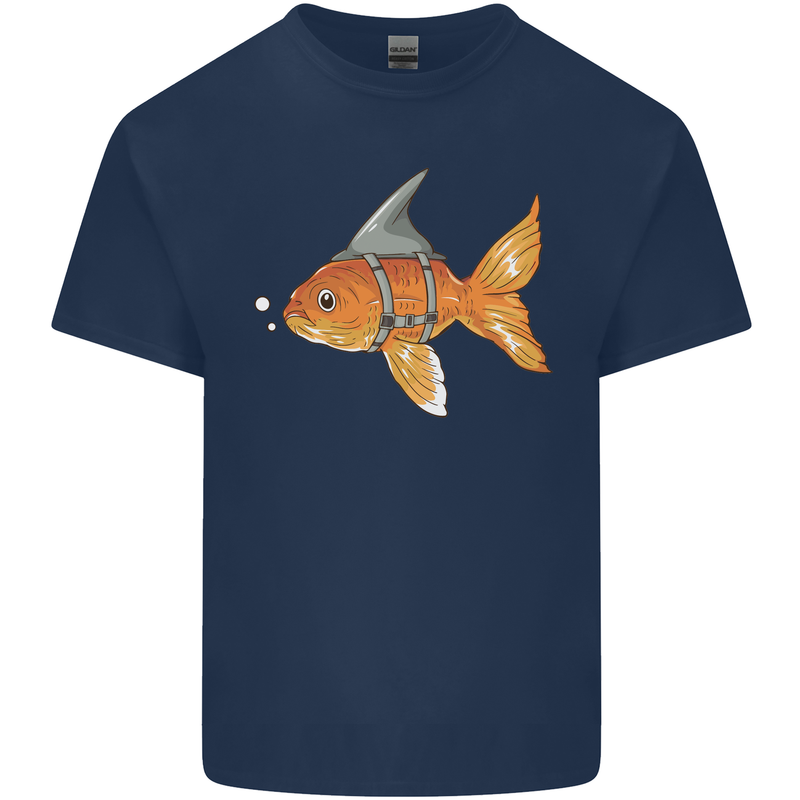 Shark Wannabe Funny Goldfish Sea Fishing Mens Cotton T-Shirt Tee Top Navy Blue