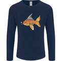 Shark Wannabe Funny Goldfish Sea Fishing Mens Long Sleeve T-Shirt Navy Blue