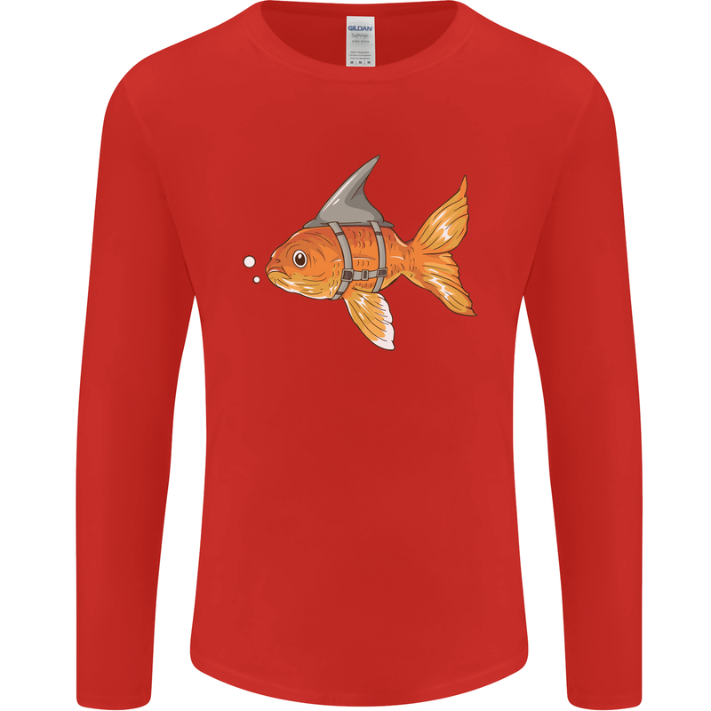 Shark Wannabe Funny Goldfish Sea Fishing Mens Long Sleeve T-Shirt Red