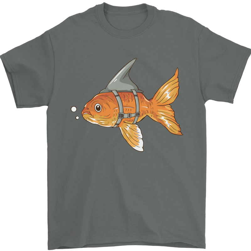 Shark Wannabe Funny Goldfish Sea Fishing Mens T-Shirt 100% Cotton Charcoal