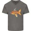 Shark Wannabe Funny Goldfish Sea Fishing Mens V-Neck Cotton T-Shirt Charcoal