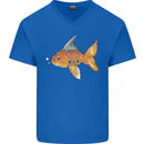 Shark Wannabe Funny Goldfish Sea Fishing Mens V-Neck Cotton T-Shirt Royal Blue