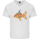 Shark Wannabe Funny Goldfish Sea Fishing Mens V-Neck Cotton T-Shirt White
