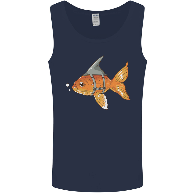 Shark Wannabe Funny Goldfish Sea Fishing Mens Vest Tank Top Navy Blue