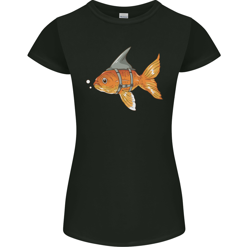 Shark Wannabe Funny Goldfish Sea Fishing Womens Petite Cut T-Shirt Black