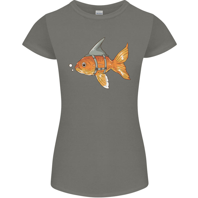 Shark Wannabe Funny Goldfish Sea Fishing Womens Petite Cut T-Shirt Charcoal