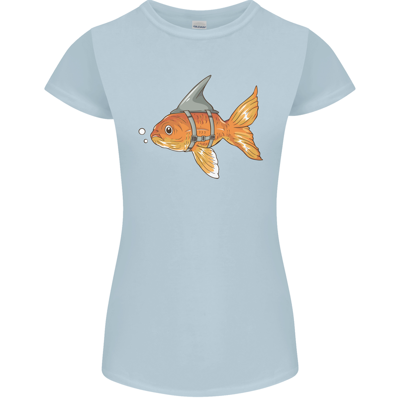 Shark Wannabe Funny Goldfish Sea Fishing Womens Petite Cut T-Shirt Light Blue