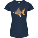Shark Wannabe Funny Goldfish Sea Fishing Womens Petite Cut T-Shirt Navy Blue