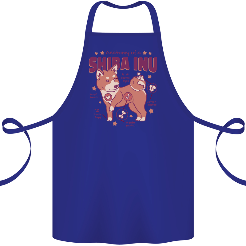 Shiba Inu Anatomy Cotton Apron 100% Organic Royal Blue