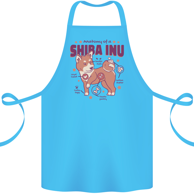 Shiba Inu Anatomy Cotton Apron 100% Organic Turquoise
