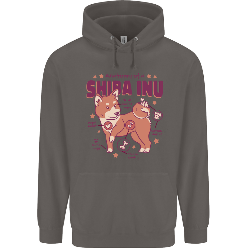 Shiba Inu Anatomy Mens 80% Cotton Hoodie Charcoal