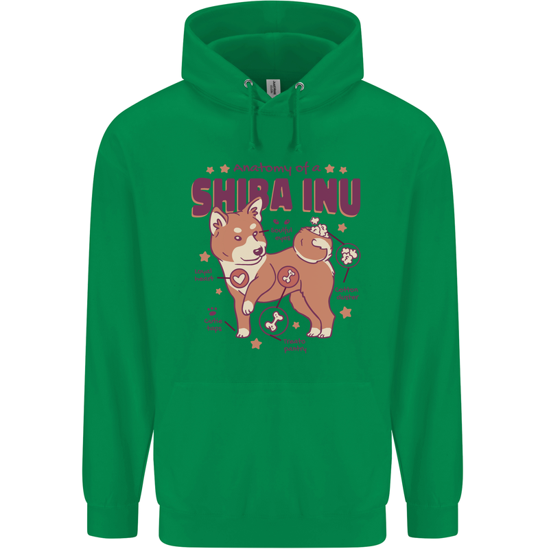 Shiba Inu Anatomy Mens 80% Cotton Hoodie Irish Green