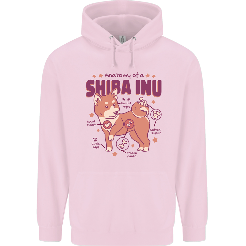 Shiba Inu Anatomy Mens 80% Cotton Hoodie Light Pink