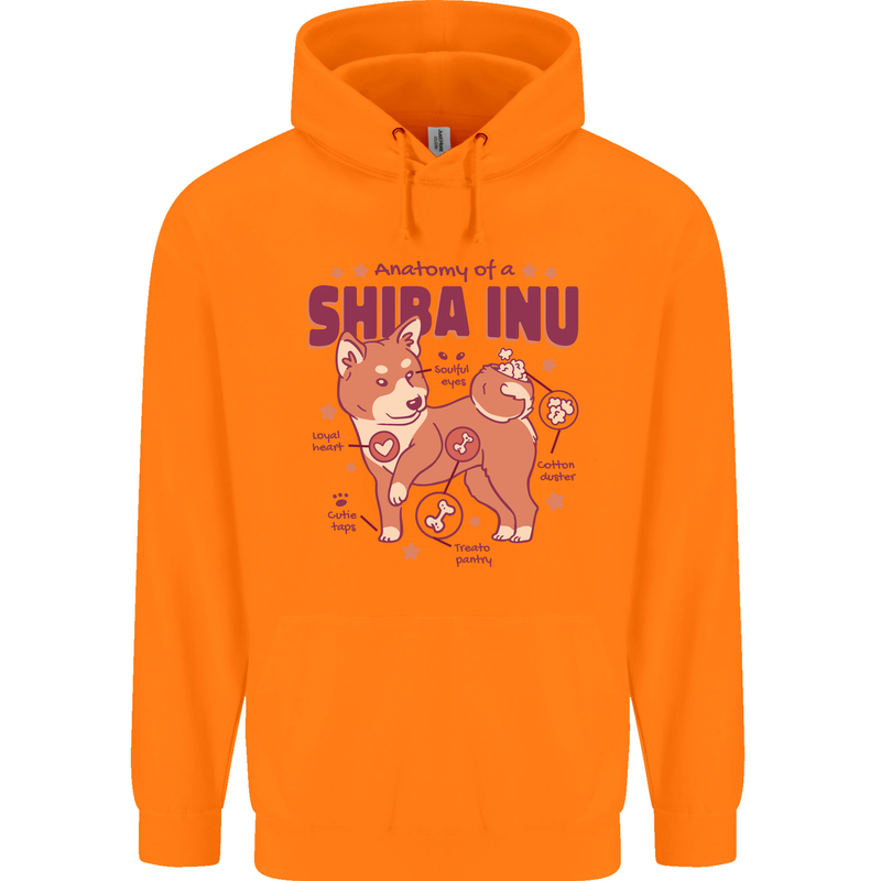 Shiba Inu Anatomy Mens 80% Cotton Hoodie Orange