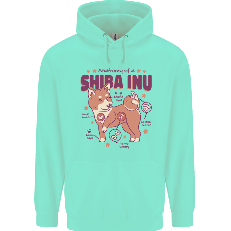 Shiba Inu Anatomy Mens 80% Cotton Hoodie Peppermint