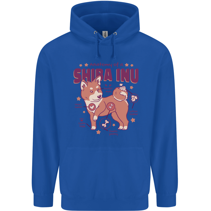 Shiba Inu Anatomy Mens 80% Cotton Hoodie Royal Blue
