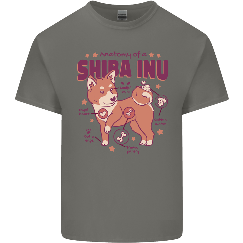 Shiba Inu Anatomy Mens Cotton T-Shirt Tee Top Charcoal