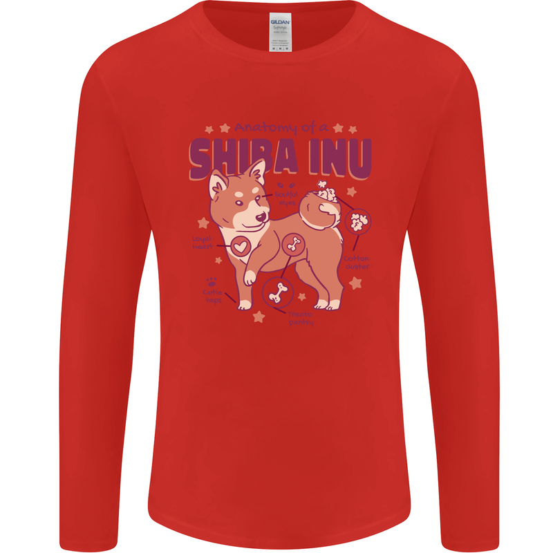 Shiba Inu Anatomy Mens Long Sleeve T-Shirt Red