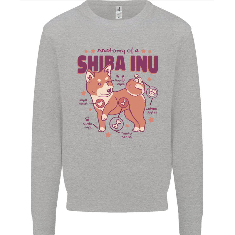 Shiba Inu Anatomy Mens Sweatshirt Jumper Sports Grey