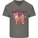 Shiba Inu Anatomy Mens V-Neck Cotton T-Shirt Charcoal