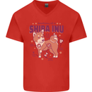 Shiba Inu Anatomy Mens V-Neck Cotton T-Shirt Red