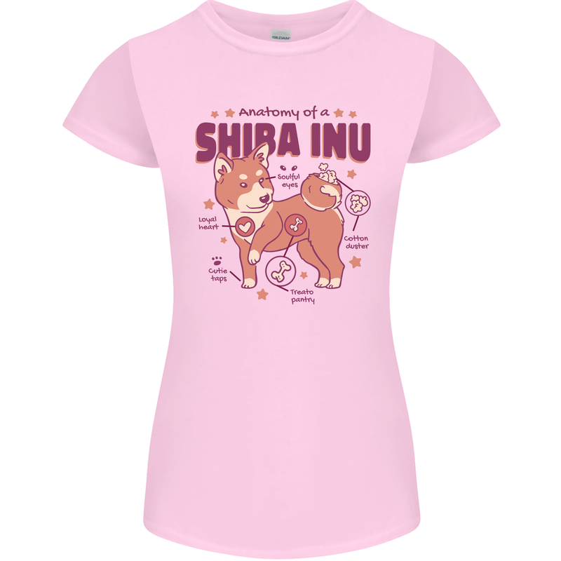 Shiba Inu Anatomy Womens Petite Cut T-Shirt Light Pink