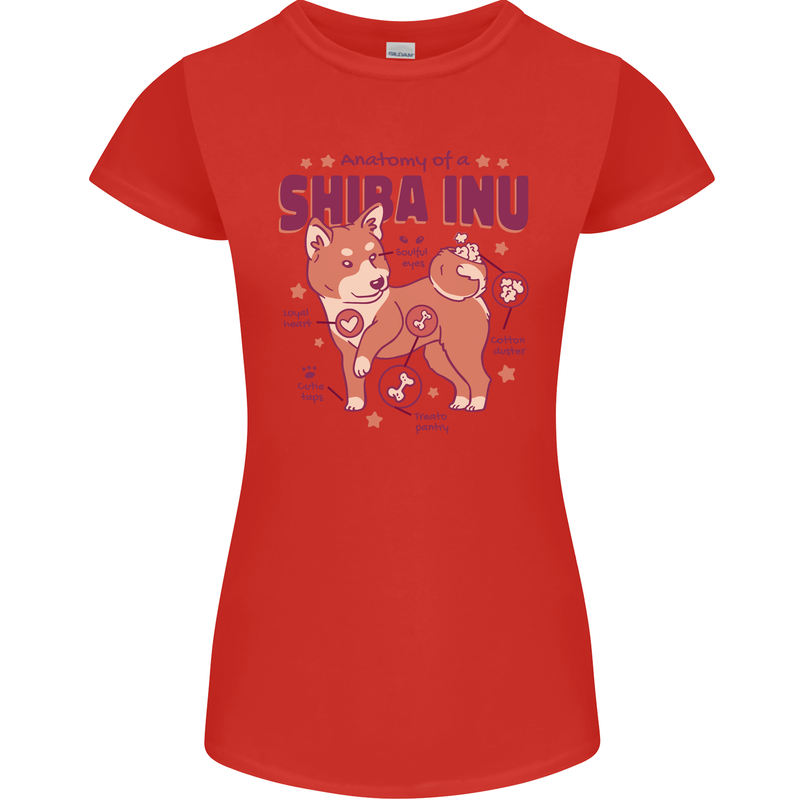 Shiba Inu Anatomy Womens Petite Cut T-Shirt Red