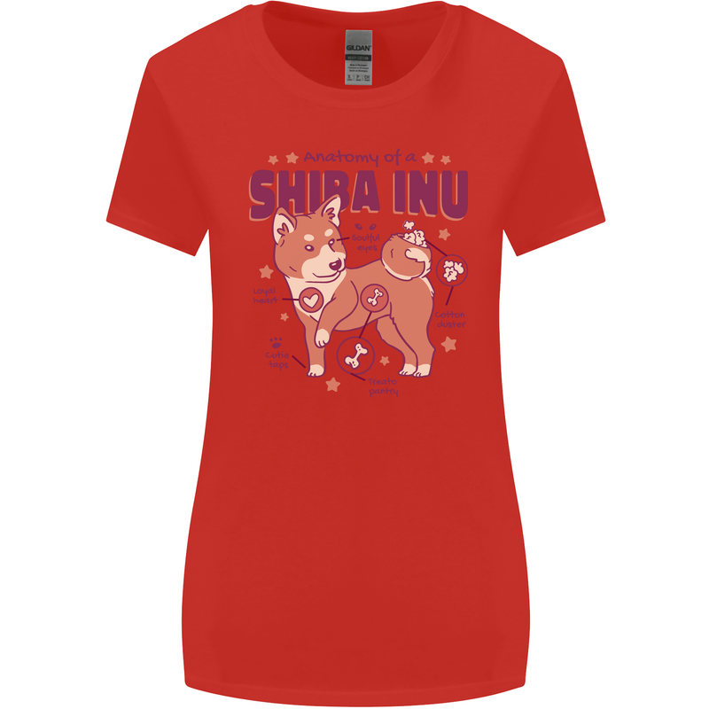 Shiba Inu Anatomy Womens Wider Cut T-Shirt Red