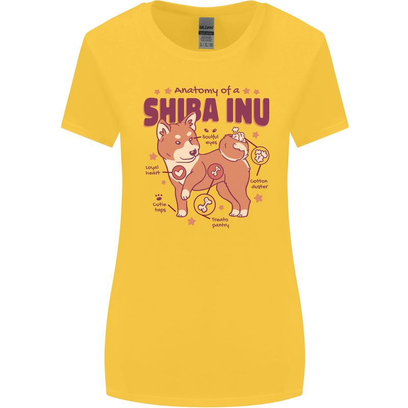 Shiba Inu Anatomy Womens Wider Cut T-Shirt Yellow