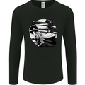 Shield Maiden With a Raven & Viking Ship Mens Long Sleeve T-Shirt Black