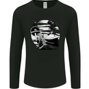 Shield Maiden With a Raven & Viking Ship Mens Long Sleeve T-Shirt Black