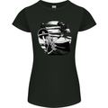 Shield Maiden With a Raven & Viking Ship Womens Petite Cut T-Shirt Black