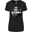 Shield Maiden With a Raven & Viking Ship Womens Wider Cut T-Shirt Black