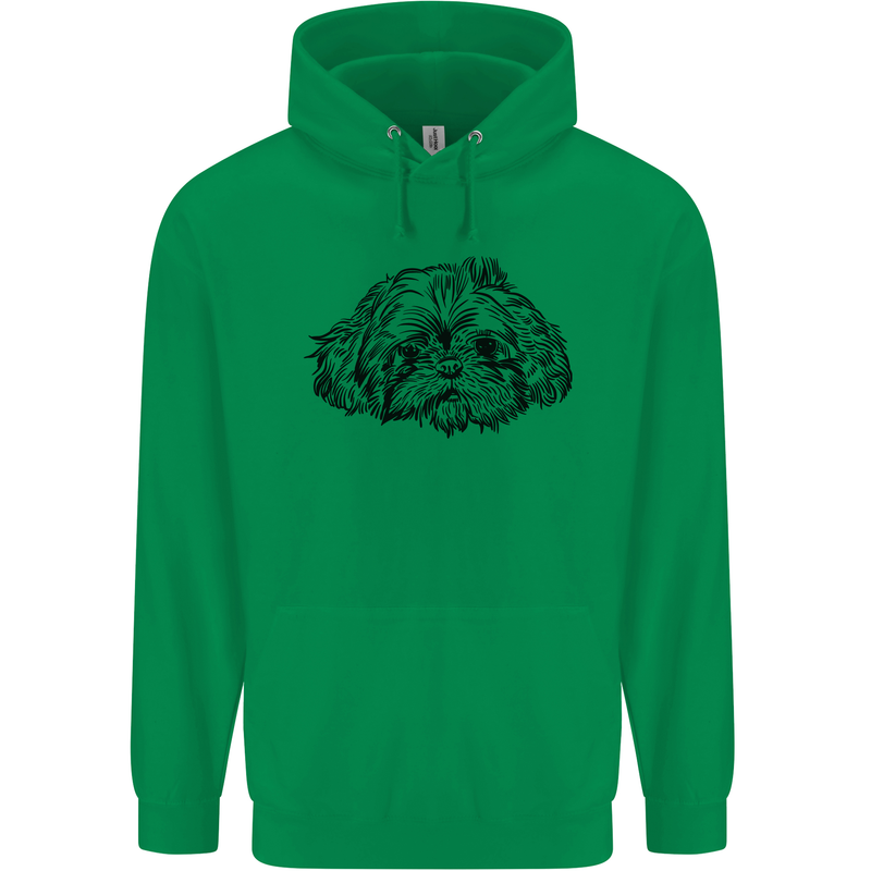 Shih Tzu Drawing Dogs Childrens Kids Hoodie Irish Green