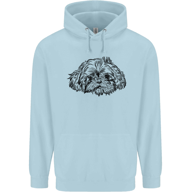 Shih Tzu Drawing Dogs Childrens Kids Hoodie Light Blue