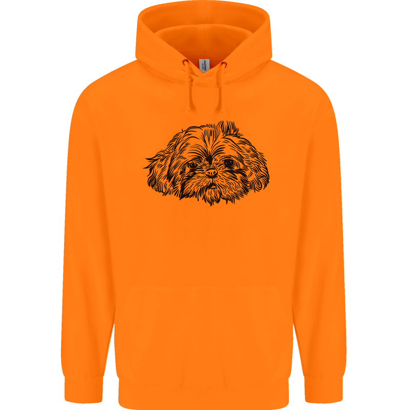 Shih Tzu Drawing Dogs Childrens Kids Hoodie Orange