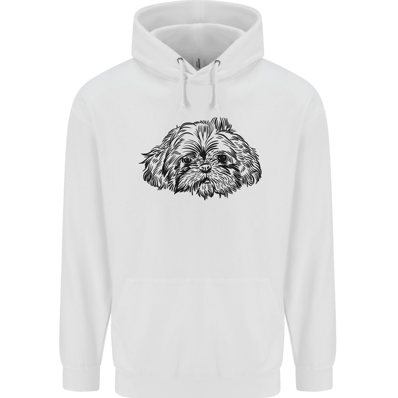 Shih Tzu Drawing Dogs Childrens Kids Hoodie White