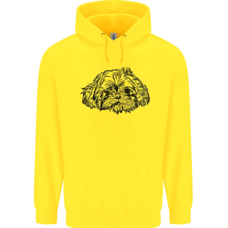 Shih Tzu Drawing Dogs Childrens Kids Hoodie Yellow