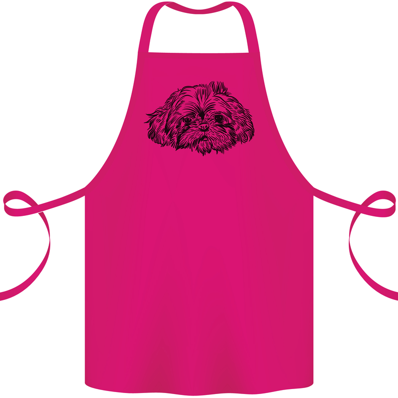 Shih Tzu Drawing Dogs Cotton Apron 100% Organic Pink