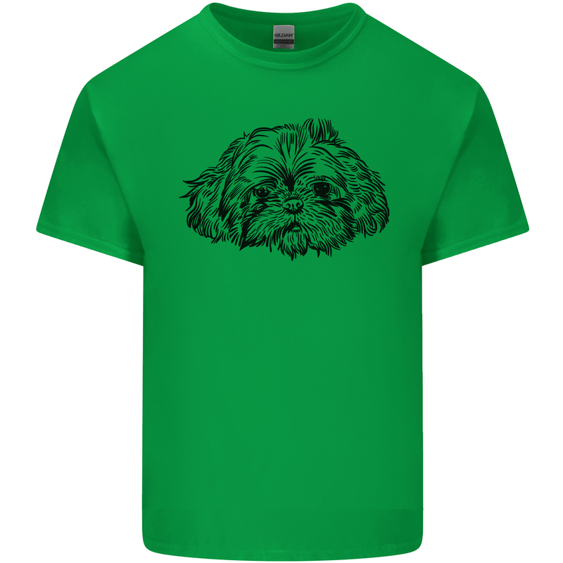 Shih Tzu Drawing Dogs Mens Cotton T-Shirt Tee Top Irish Green
