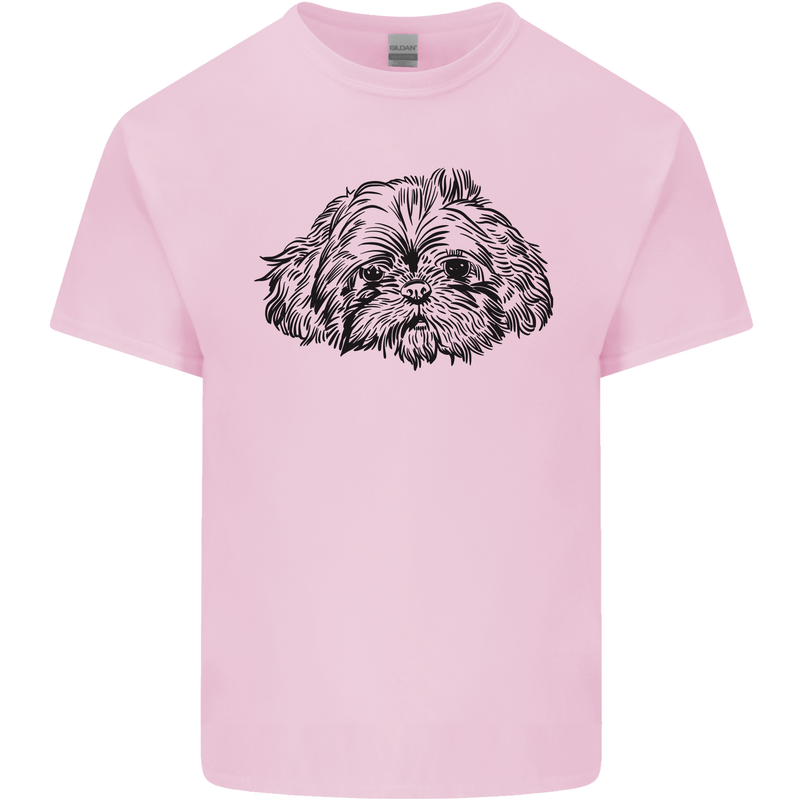 Shih Tzu Drawing Dogs Mens Cotton T-Shirt Tee Top Light Pink