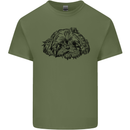 Shih Tzu Drawing Dogs Mens Cotton T-Shirt Tee Top Military Green