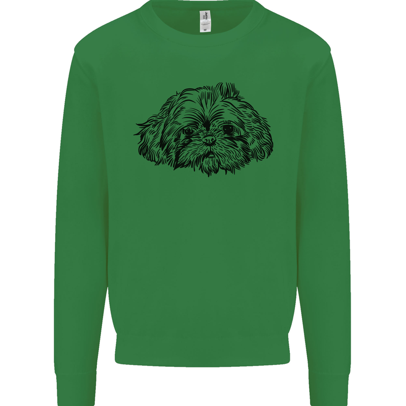 Shih Tzu Drawing Dogs Mens Sweatshirt Jumper Irish Green