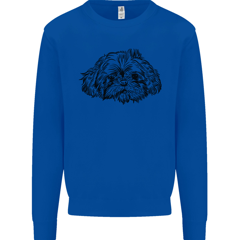 Shih Tzu Drawing Dogs Mens Sweatshirt Jumper Royal Blue