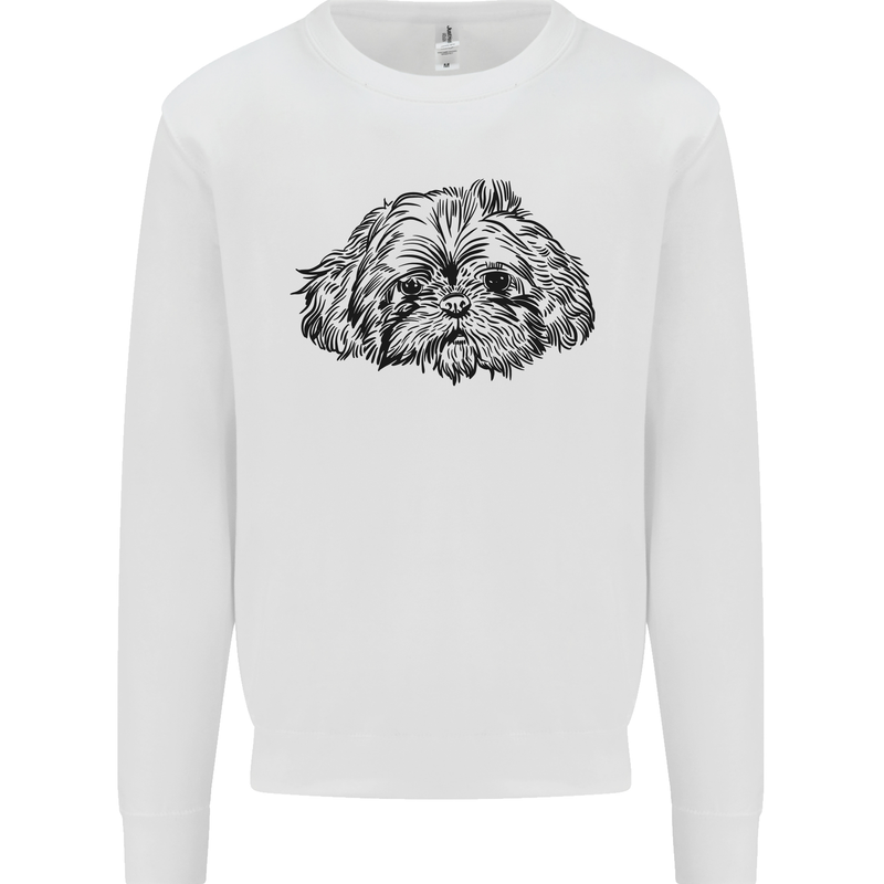 Shih Tzu Drawing Dogs Mens Sweatshirt Jumper White