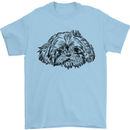Shih Tzu Drawing Dogs Mens T-Shirt 100% Cotton Light Blue