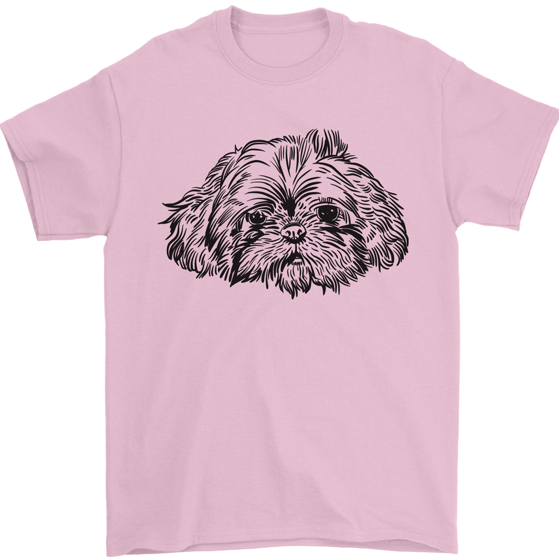 Shih Tzu Drawing Dogs Mens T-Shirt 100% Cotton Light Pink