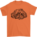 Shih Tzu Drawing Dogs Mens T-Shirt 100% Cotton Orange